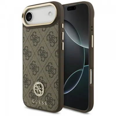 Husa MagSafe pentru Apple iPhone 17 Air, Guess, 4G Strass Logo, Maro