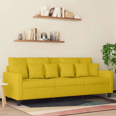 vidaXL Canapea cu 3 locuri, galben, 180 cm, catifea