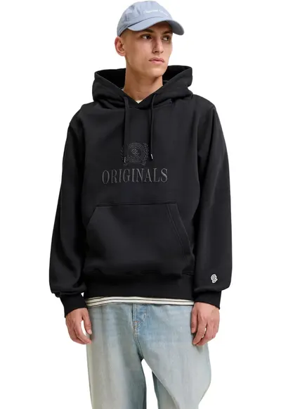 Hanorac JACK &JONES Frederiksberg Monogram Sweat Hood SN 63785 - Negru