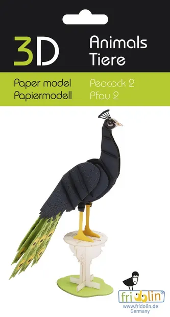 Model 3D din carton pentru asamblare Fridolin - Păun