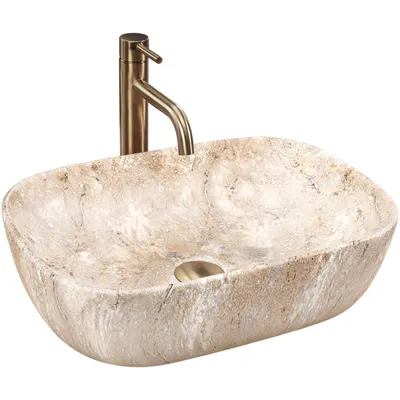 Lavoar cu montare pe blat 47 cm, imitatie piatra, Rea Belinda Savana