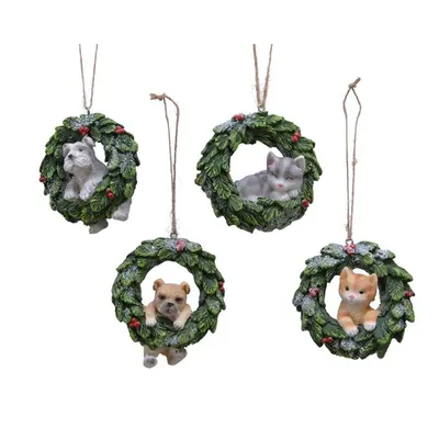 Decoratiune - Wreath with Animal - Dog and Cat - mai multe modele