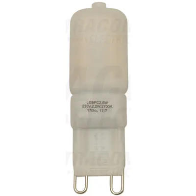 Sursa de lumina LED, G9, incarcasa din material plastic LG9PC2,5W 230 V, 50 Hz, G9, 2,5 W, 180 lm, 2700 K, 300°, EEI=A+