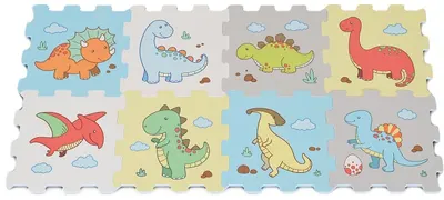 Puzzle cu podea moale cu imprimeu Moni Toys - Dinosaur, 8 piese
