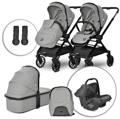 Carucior pentru bebelusi cu maner reversibil 3 in 1 Lorelli - Reya, Grey