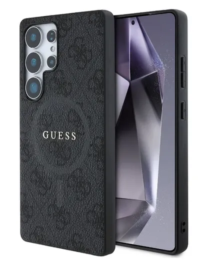 Husă Guess - Leather, Galaxy S25 Ultra, MagSafe, negru