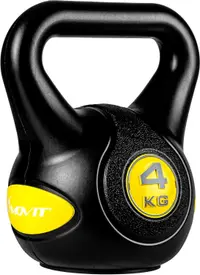 Kettlebell, MOVIT® de 4 kg, ciment, negru/galben
