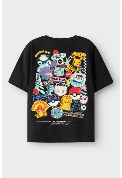 Tricou din bumbac cu imprimeu grafic - Negru/Multicolor
