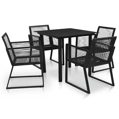 vidaXL Set mobilier de exterior, 5 piese, negru, ratan PVC