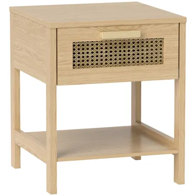 HOMCOM Noptier, Masa de noapte, Masa laterală cu sertar, MDF 40 x 40 x 48,4 cm | Aosom Romania