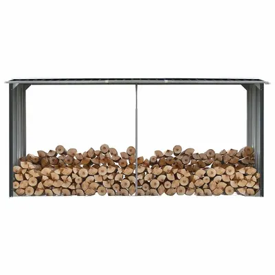 vidaXL Șopron depozitare lemne antracit, 330x92x153 cm oțel galvanizat