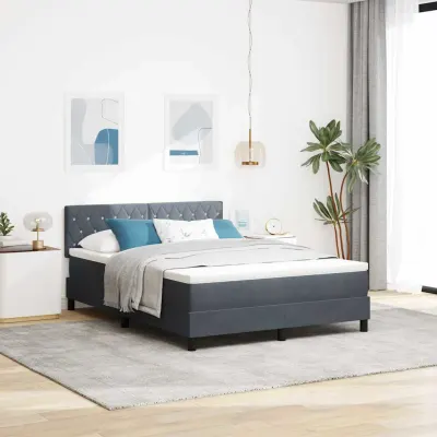 vidaXL Pat cu arcuri cu saltea Gri închis 140 x 190 cm Catifea