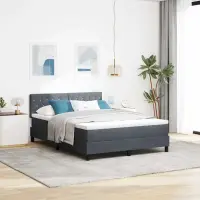vidaXL Pat cu arcuri cu saltea Gri închis 140 x 190 cm Catifea