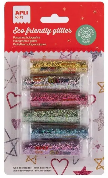 Sclipici biodegradabil Apli Kids - 6 culori holografice