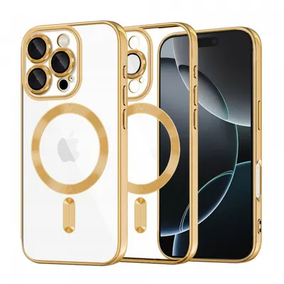 Husa MagSafe pentru Apple iPhone 16 Pro, Techsuit, Luxury Crystal, Aurie