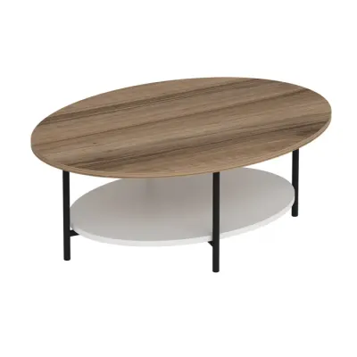 Masuta de cafea ELIS, stejar + alb, 90x60x36 cm