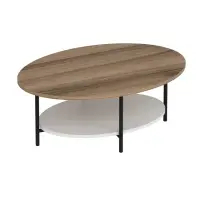 Masuta de cafea ELIS, stejar + alb, 90x60x36 cm