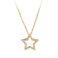 Lant cu pandantiv steluta din aur galben cu diamante de 0.094ct