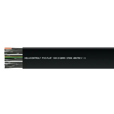 Cablu plat din PVC Helucontrol 24G1 300/500V, Negru