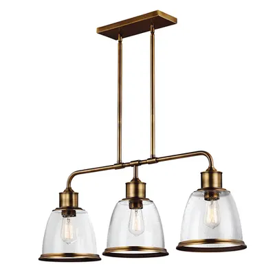Corp de iluminat suspendat, lustra Hobson 3 Light Island Chandelier Aged Brass