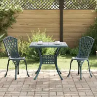 vidaXL Set masă de grădină 3 buc. Verde Aluminiu turnat