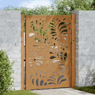 vidaXL Poartă de grădină 100x150 cm, oțel rezistent la intemperii, model ondulat