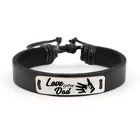 Sole - Bratara personalizata din piele cu tablita din argint 925 "Love you Dad"