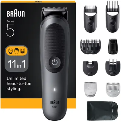 Trimmer pentru față/păr/corp Braun - AIO5560, MS/Grey