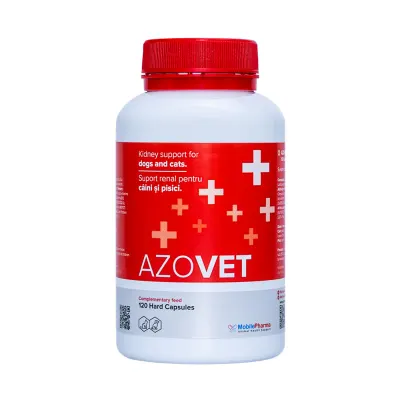 AZOVET, supliment sistem renal câini și pisici, capsule AZOVET, XS-XL, supliment sistem renal câini și pisici, flacon, 120 capsule