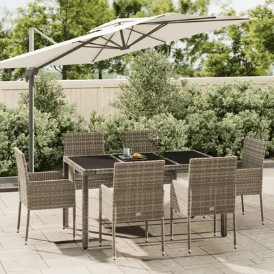 Gossi set mobilier de gradina cu perne, 7 piese, gri, poliratan