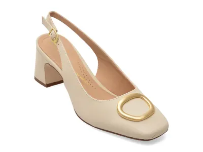 Pantofi eleganti CLARKS bej, FERNIE SLING, din piele naturala