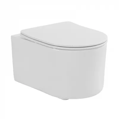 Set vas wc suspendat compact, rimless cu capac soft close si quick release, alb, Fluminia, Roco