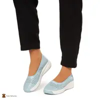 Balerini Dama Piele Naturala Slip-on CRL0076 ALBASTRU