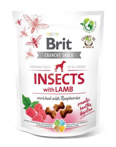 BRIT Care Dog Crunchy Crakcer Insect&Lamb 200 g recompense crocante pentru caini, cu insecte si miel
