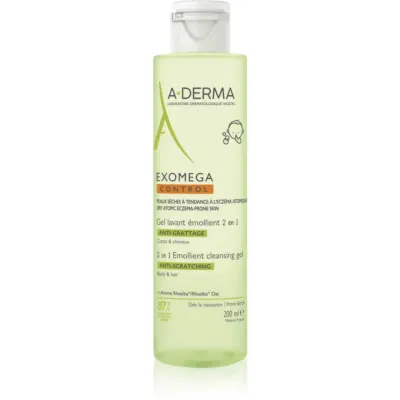 A-Derma Exomega Control 2 in 1 emollient cleansing gel gel de duș pentru piele uscata spre atopica 200 ml