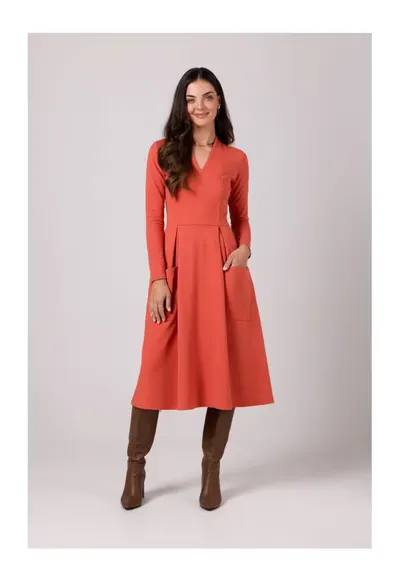 Rochie maxi de dama Colgrellam B266 rosu caramiziu - Rosu