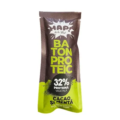 Baton raw vegan cacao si menta PROTEIC 32% 45g, Hap! de la Vlad