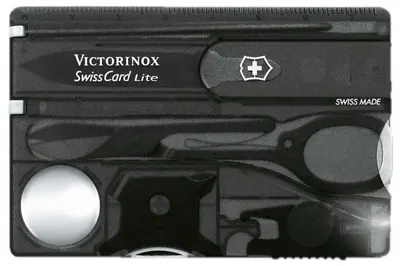 Cuțit de buzunar elvețian Victorinox - SwissCard Lite, 13 functii, negru