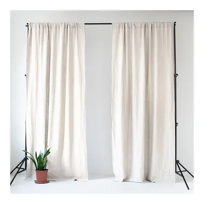 Draperie din in cu tunel de prindere Linen Tales Night Time, 275 x 140 cm, crem