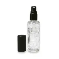 Sticluță transparentă reutilizabilă model liniar cu spray și capac negru 10 ml - Default Title
