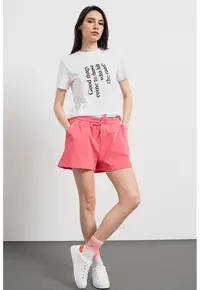 Tricou din bumbac cu imprimeu text - Alb/Negru