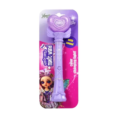 Baghetă magică mov cu inimă – jucărie interactivă cu lumini led și sunete, Genie Pets, Whimsy Workshop