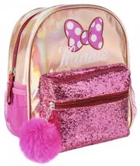 Ghiozdan pentru gradiniță Cerda - Minnie, cu brocart și pompon