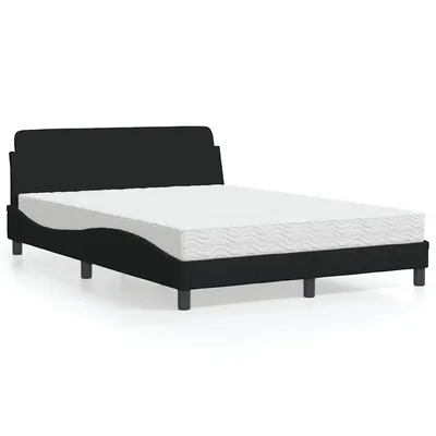 vidaXL Pat cu saltea, Dover, negru, 120x200 cm, textil