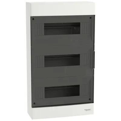 Tablou cu montaj aparent Easy9EU, 3x12 Module, usa fumurie, cu 2 blocuri terminale Schneider EZ9EUC312