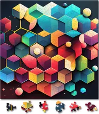 Puzzle din lemn - Abstract - Hexagonix