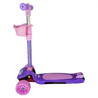 Trotineta pentru copii Novokids Mini Scooter 6160 RozMov cu roti luminoase din silicon, melodii si lumini, 3 roti, pliabila, maner reglabil, greutate suportata 50 kg