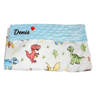 Paturica personalizata – Dino și Minky Albastru