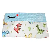 Paturica personalizata – Dino și Minky Albastru