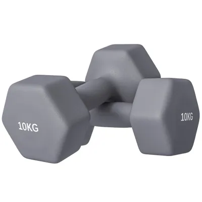 SPORTNOW Set 2 Gantere Hexagonale 10 kg 26X12X12 cm Gri